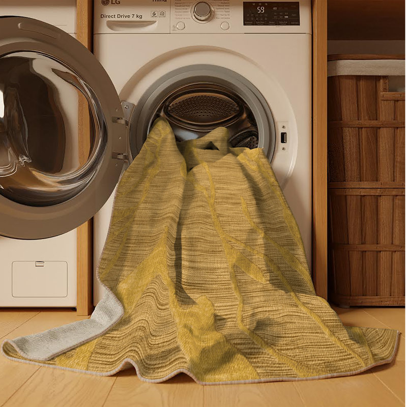 Machine Washable Abstract Brown Area Rug, Rectangle 6' x 9'