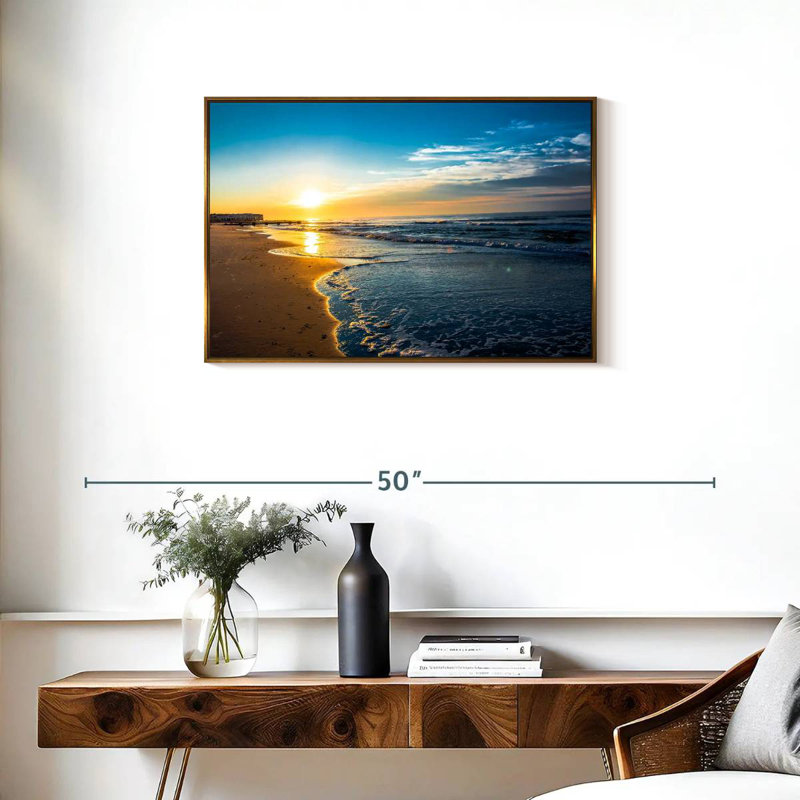 Ocean City Sunrise, 31" X 21", Floating Frame Gold