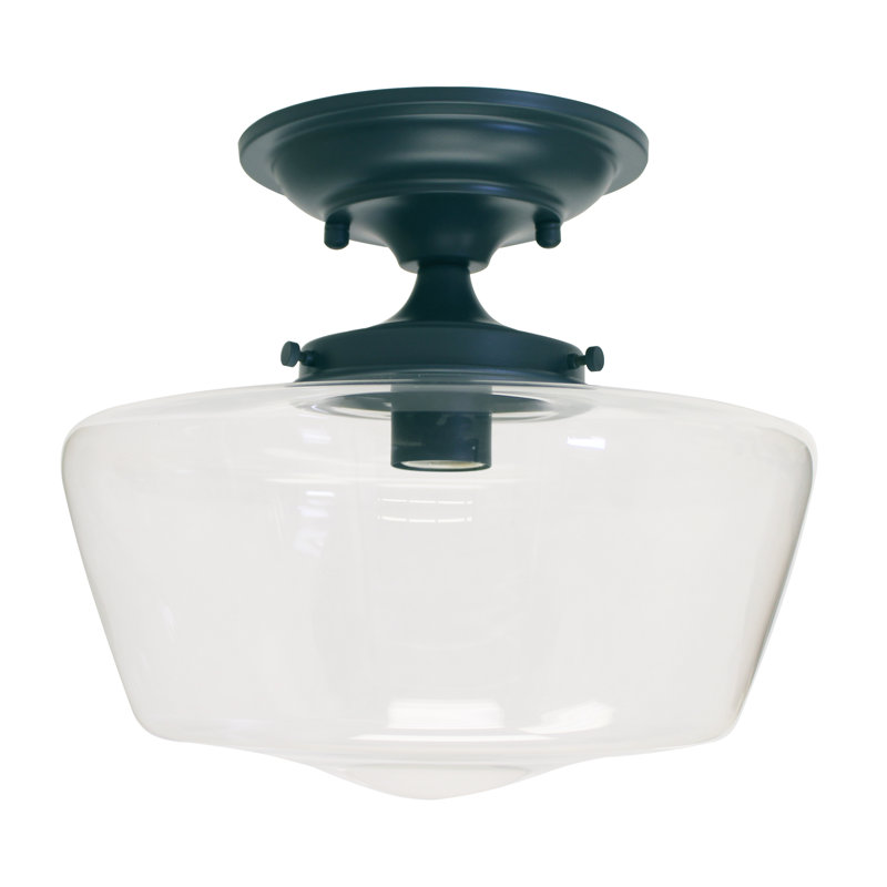 Plafonnier semi-encastré 1 lumière 12 po Ricarda, Clear Glass, Bleu naval