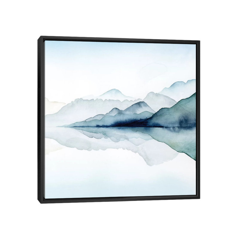 «Glacial II», reproduction sur toile, H 18 po x l 18 po x P 1,5 po, Toile avec cadre flottant noir, Pas de tapis