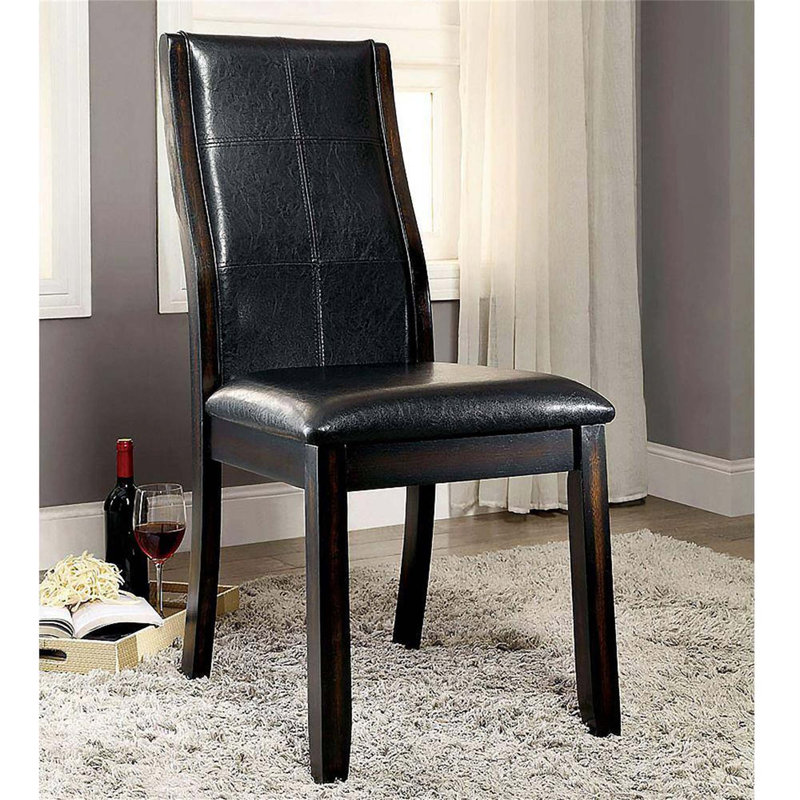 Ensemble de chaises d'appoint de salle à manger de style transitionnel avec siège rembourré en similicuir à dossier incurvé unique