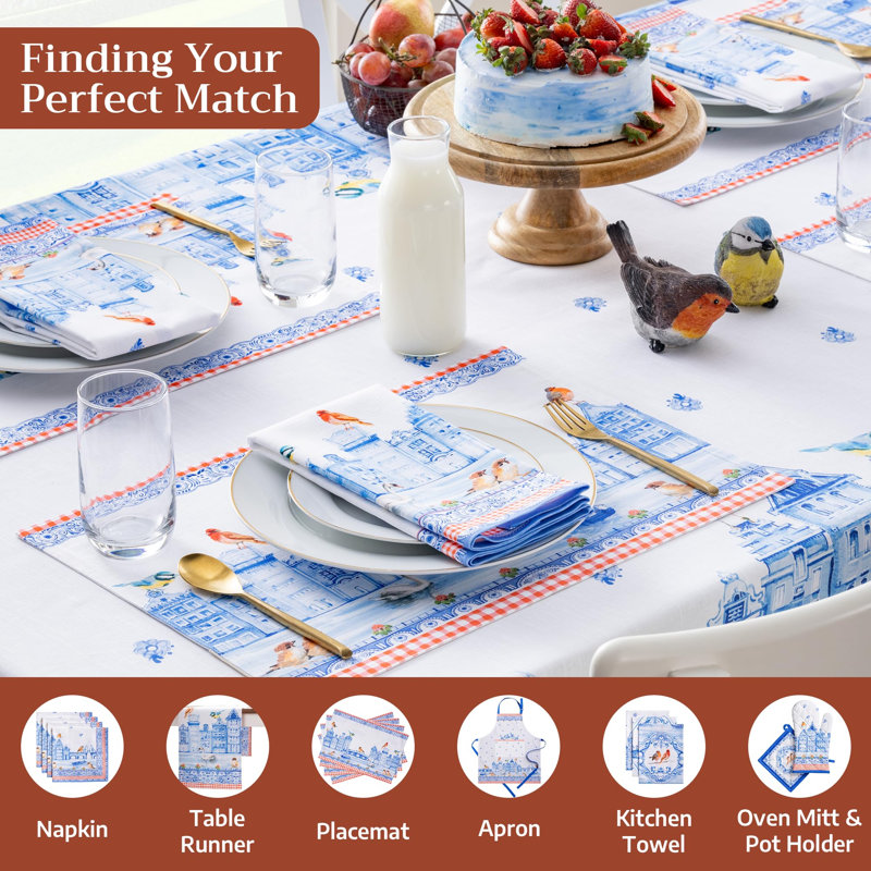 Maison d' Hermine Table Cloth Rectangle Table 100% Cotton 60 x 120 Inches Tablecloth Reusable Decorative for Dining Room Farmhouse Home Valentines Day Decorations Spring Summer - Amsterdam Canals