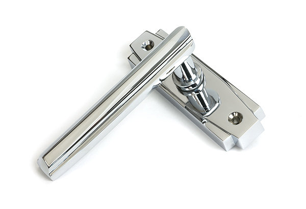 Art Deco Interior Mortise Door Handle, Polished Chrome