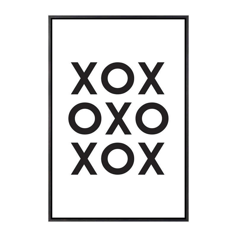 Xox - reproduction d'impression, Pas de tapis, Toile avec cadre noir patiné, H 40 po x l 26 po x P 1,5 po