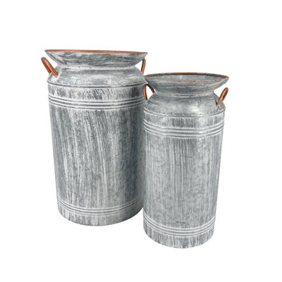 Set Of 2 Milk Jug Metal Planters
