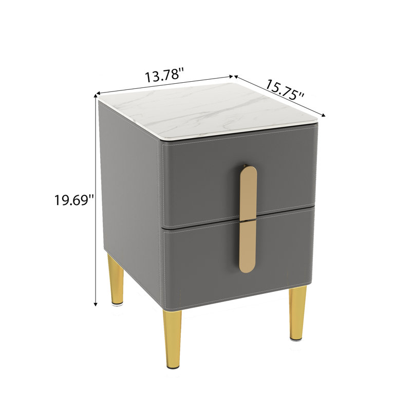 Table de chevet 2 tiroirs Modern, Gris