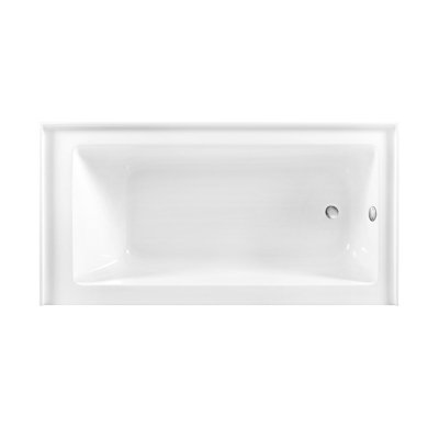 Kingston Brass Aqua Eden 60-Inch Acrylic Rectangular 3-Wall Alcove Tub, Hand Drain