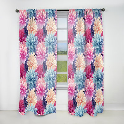 Pink And Purple Damask Geometry Blend I - Damask Curtain - Velvet Room Darkening - 1 Panel