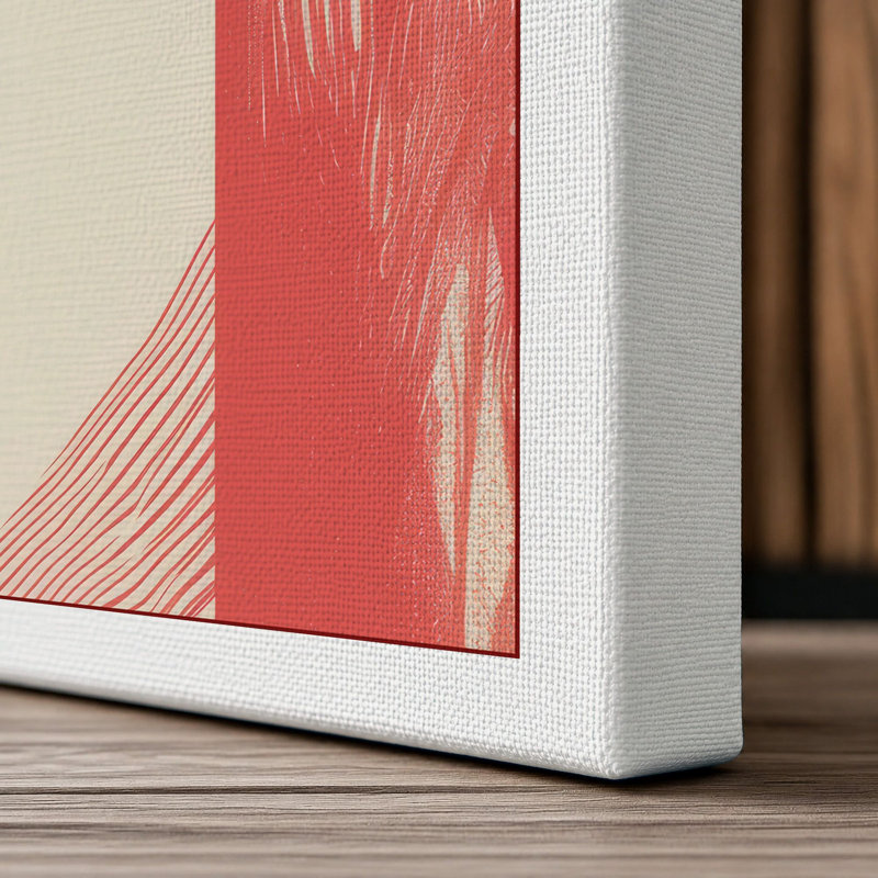Cat on Geometry Mid-Century 1 Piece Wrapped Canvas Wall Art, 18x12 - 45.7 x 30.5 cm, White Border
