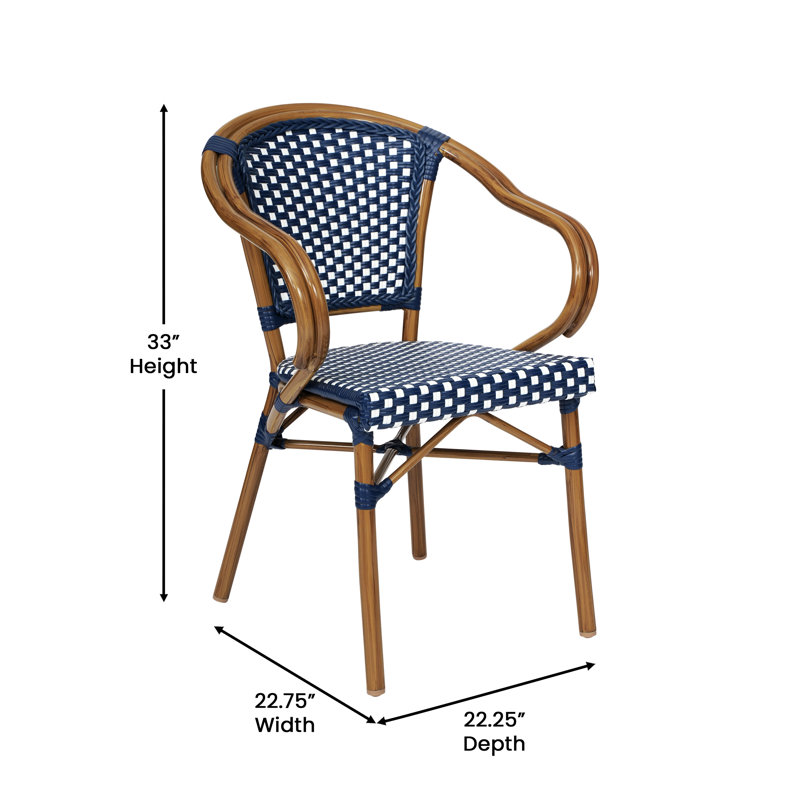 Chaises Paris Damore All-Weather Commercial, Blanc / bleu marine