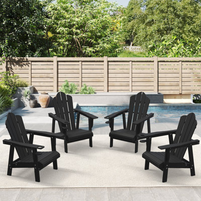 Devito All-Weather Resistant HDPE Plastic Oversize Adirondack Chairs(Set Of 4) by Rosecliff Heights