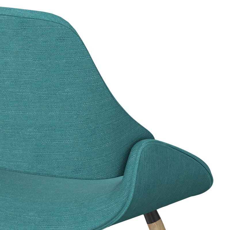 Turquoise Blue Linen Upholstered Side Chair with Natural Oak Legs