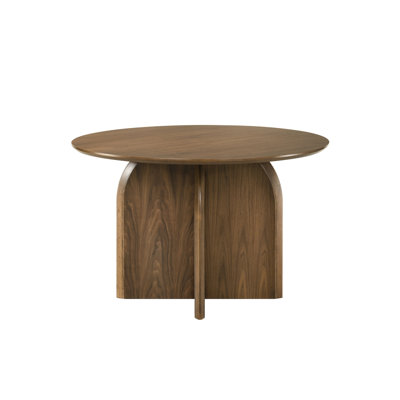 Dark Walnut Round Table For Dining, Fixed Surface, Rubber Wood Veneer And Solid Wood, 47 Inches Wide, 30 Tall, 96lbs Dining With Top, 47x47x30 Size, W