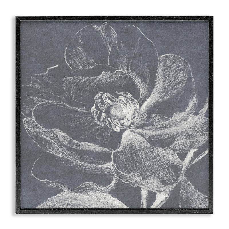 «Magnolia Sketch Impression», estampe numérique encadrée par Lanie Loreth, Giclée encadrée noir minuit, H 17 po x l 17 po