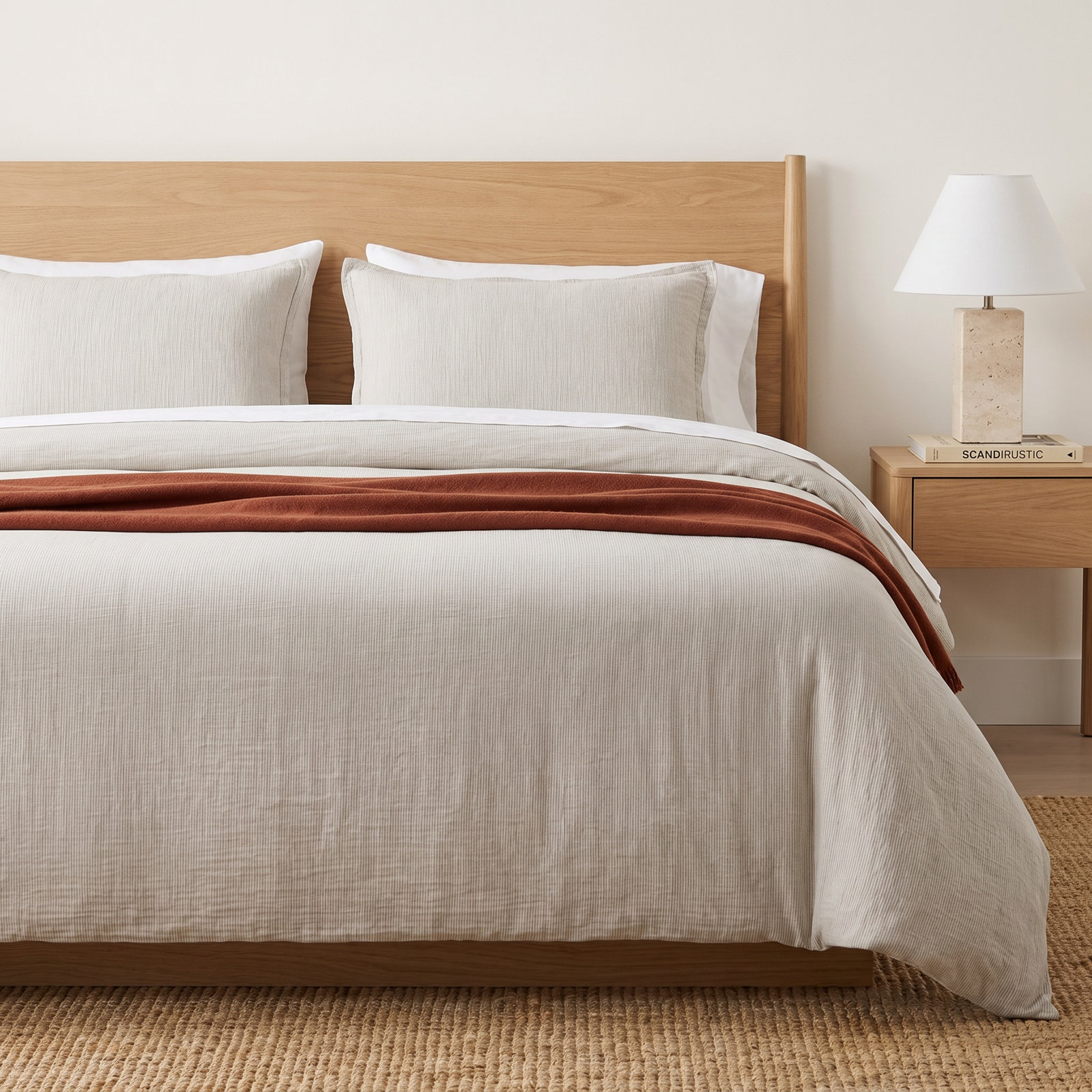 Kimball Cotton Duvet Cover Set, Queen Duvet Cover + 2 Queen Shams, Charcoal/White