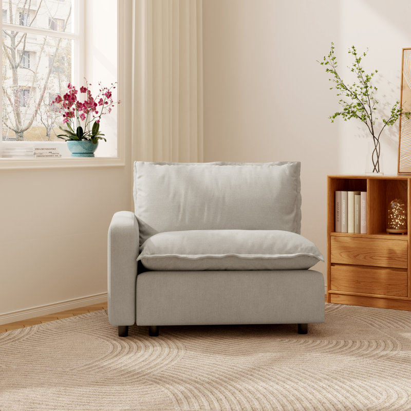 Gracey Linen Upholstery One-Armed Chair, Beige