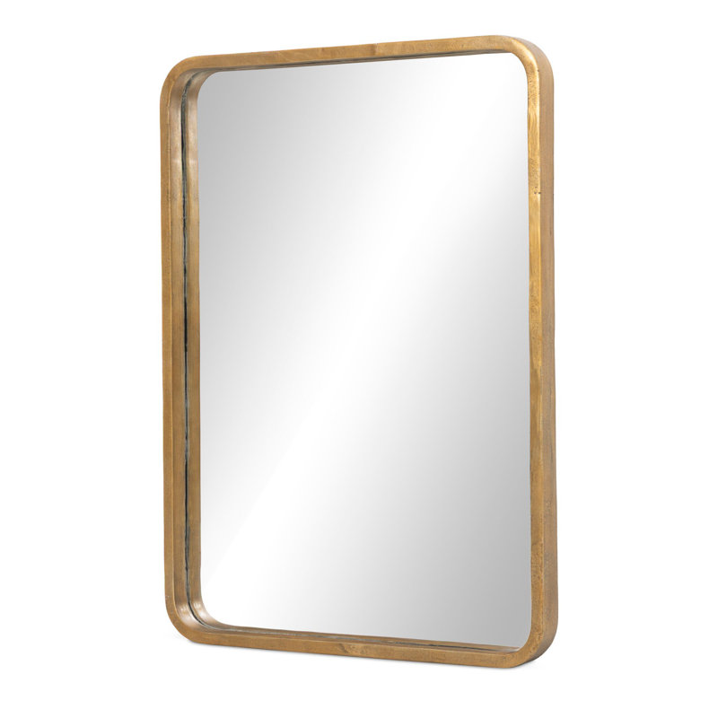 Glenstone Rectangle Wall Mirror, Raw Antique Brass