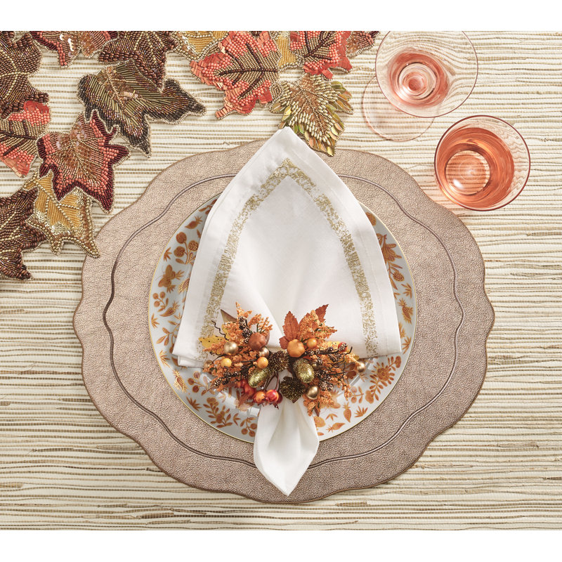Impression Napkin, White/Gold