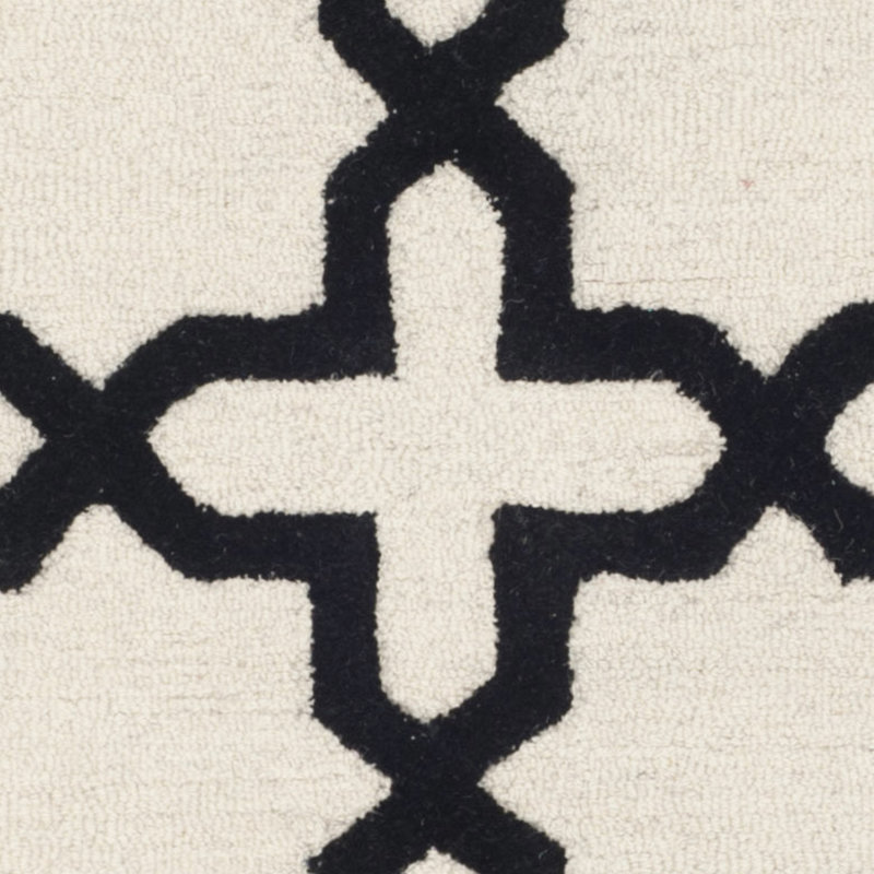 Hand-Tufted Black and Ivory Wool Area Rug, 2'6" x 4'