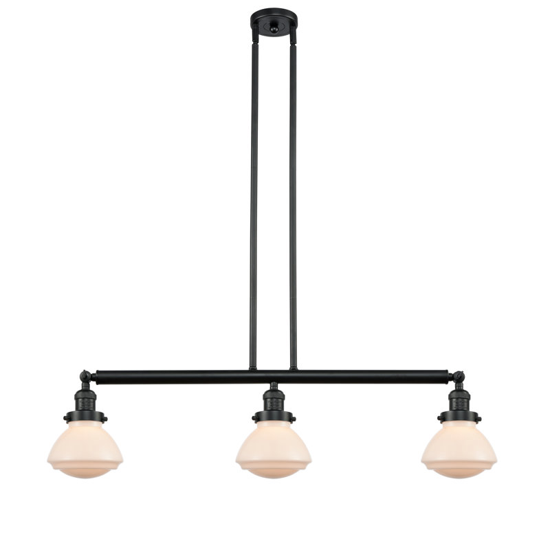 Luminaire suspendu linéaire à 3 lumières pour îlot de cuisine Lemos, Noir mat, DEL, Blanc mat
