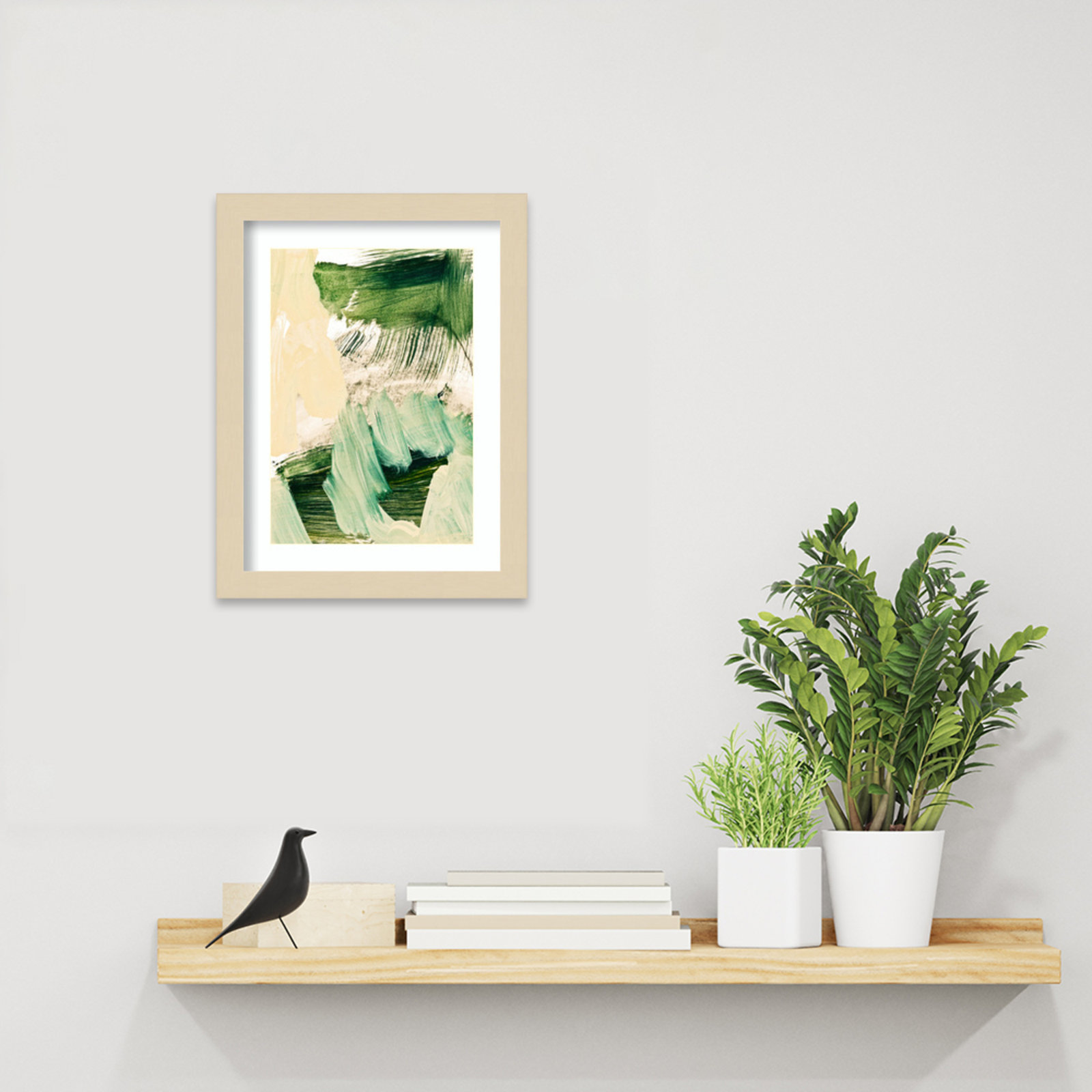 Elphaba "Minimalist Painting 09" Print, Brown Framed, 13" H x 10" W