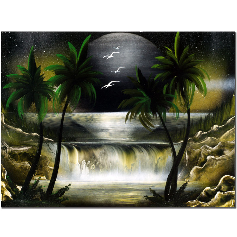 « moon over the cascade iii » par conrad, impression sur toile