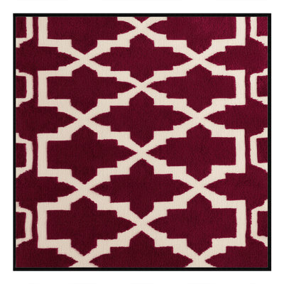 Machine Washable Trellis Red Area Rug