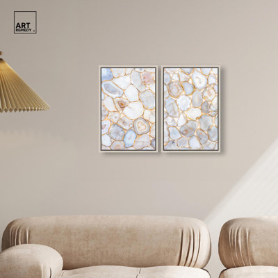 Impression sur toile « Gold Laced Earth » - Ensemble de décoration murale bohème dorée par Art Remedy, cadre noir, 10 x 15