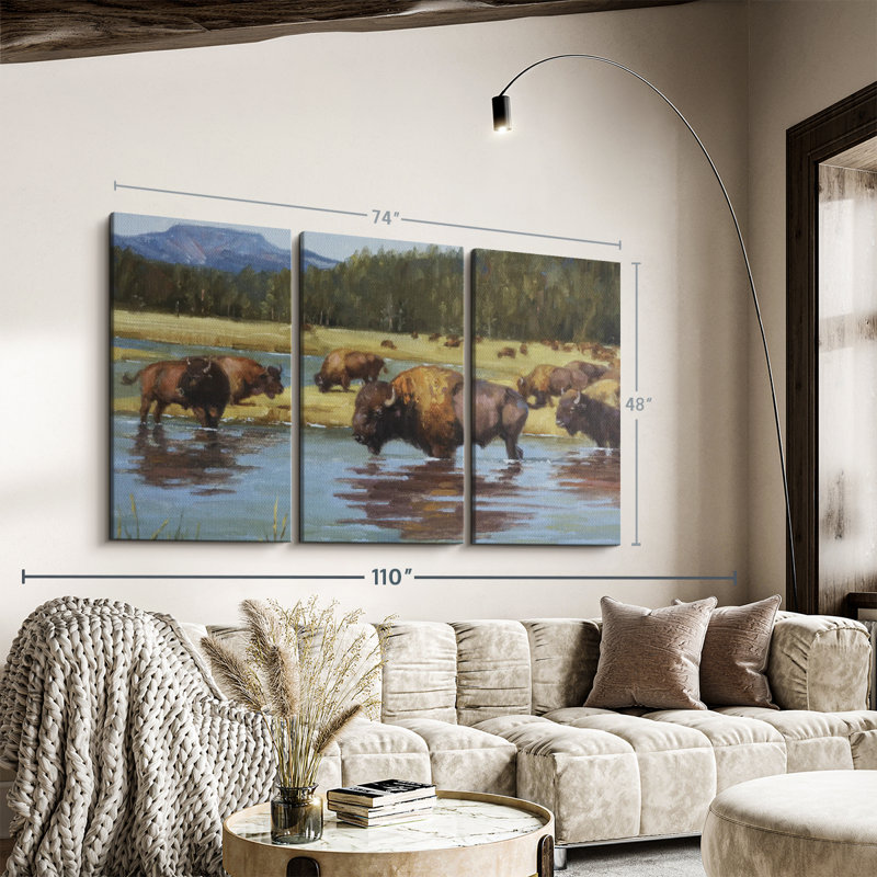 «Buffalo Crossing», 3 pièces, H 48 po x l 74 po