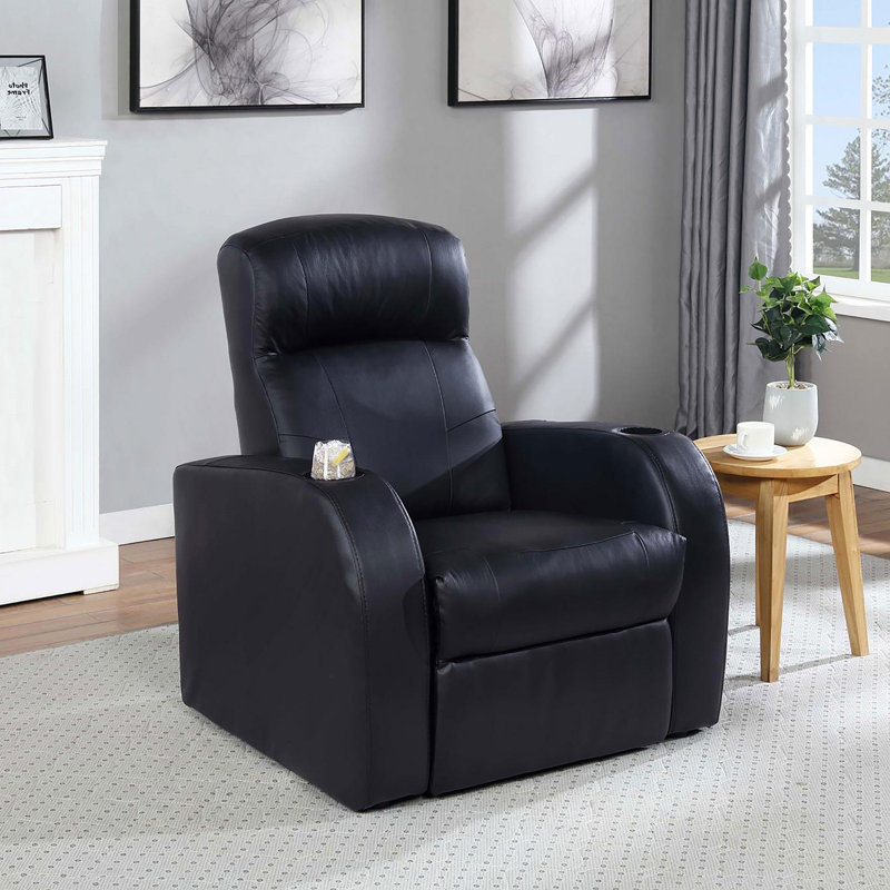 Fauteuil inclinable noir rembourré avec porte-gobelet