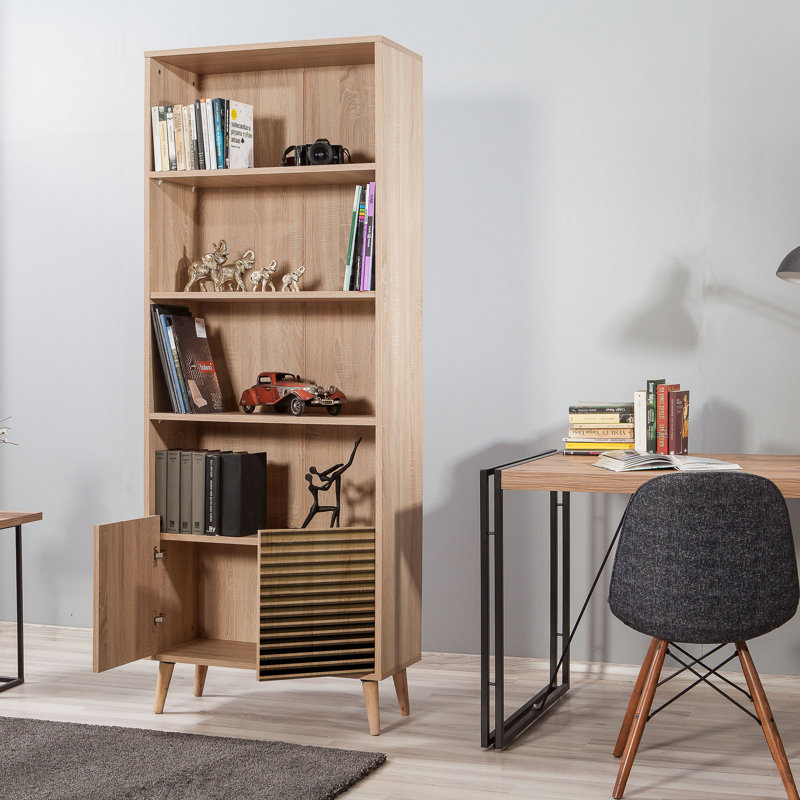 Bibliothèque standard H 77,95 "x l 29,53" Cuthbert, Brun, jaune, noir