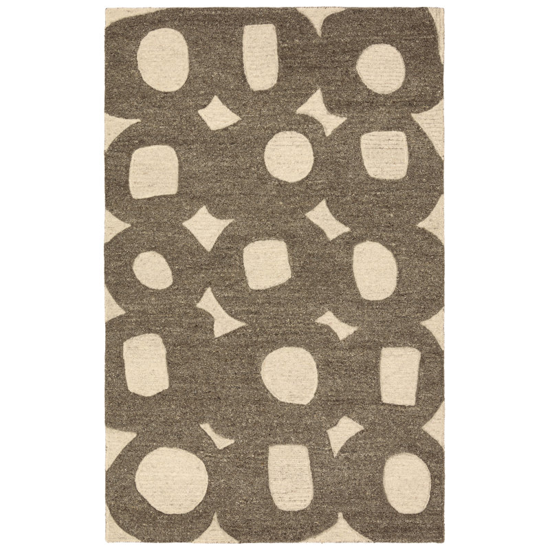 Tapis brun en laine touffeté à la main Deese, Rectangle 8 pi 6 po x 11 pi 6 po