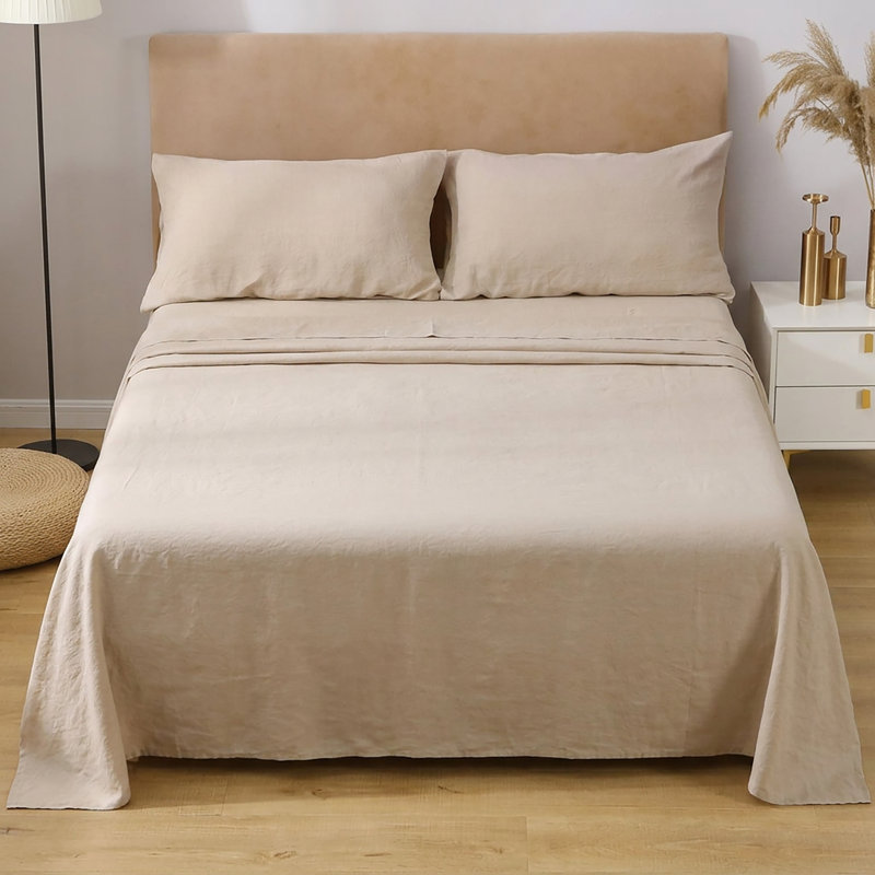 Ensemble de draps en lin kaki, Double