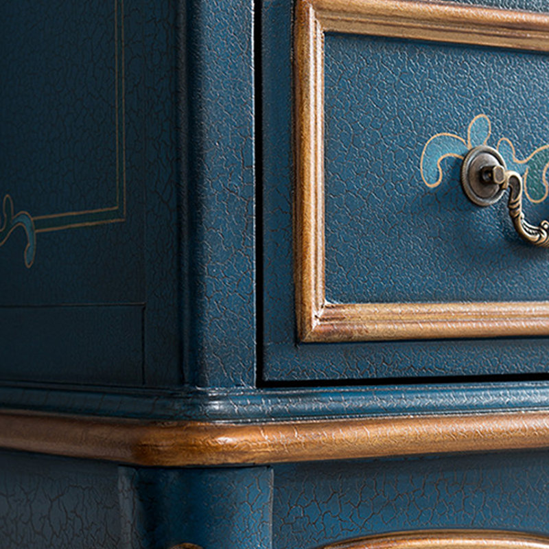 Buffet rétro en bois massif bleu