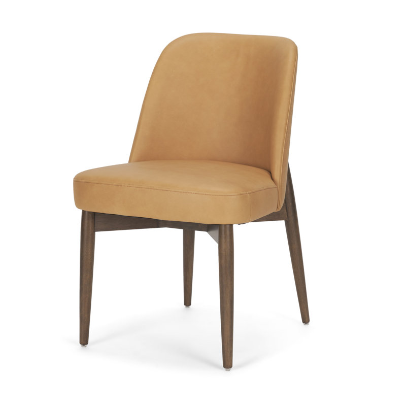 Bacco Slope Curved Back Tan Leather Dining Side Chair