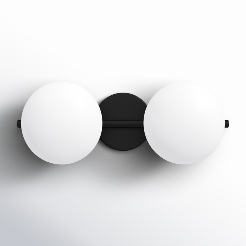 Vibi Black and White Frosted Globe 2-Light Vanity Light