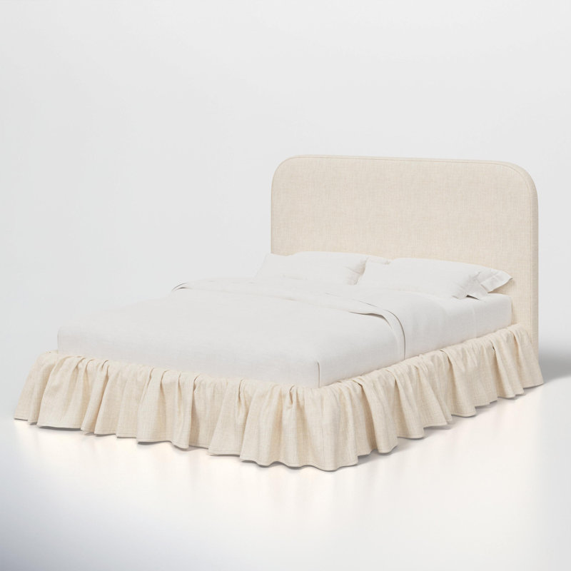 Maggie Ruffle Platform Bed, Classic Talc Linen, King