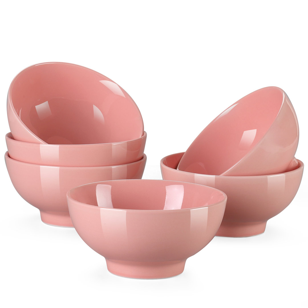 6-Piece 660Ml Assorted Color Porcelain China Cereal Bowl Set