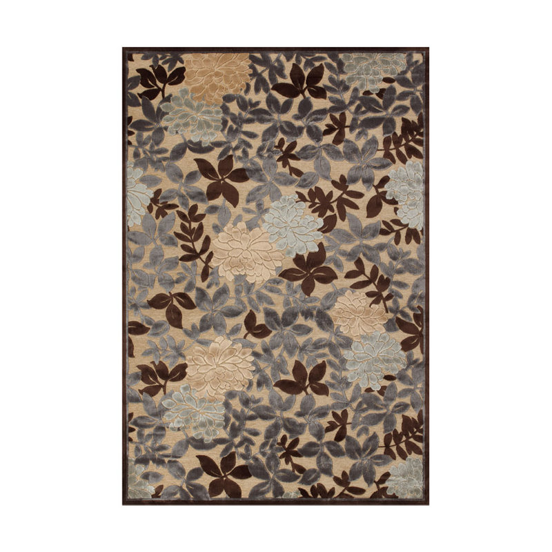 Tapis brun / gris floral Cantwell, Rectangle 9 pi 8 po x 12 pi 7 po