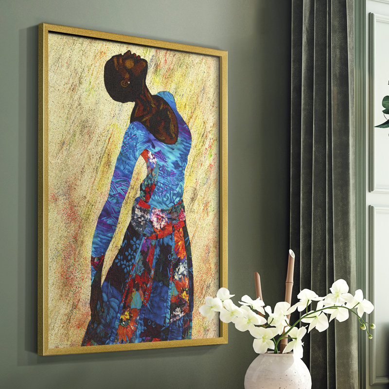 «Woman Strong IV», reproduction encadrée - bois massif, Or, H 14 po x l 11 po