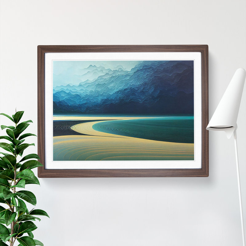 XH1022-6062X Modern Beach - Single Picture Frame Print, 34cm H x 46cm W, Walnut