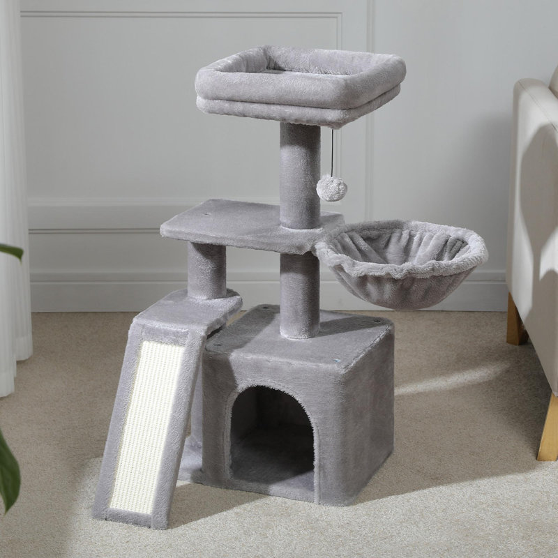 Arbre à chat d'intérieur compact, Gris