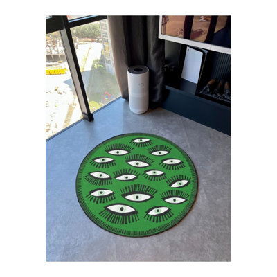 Tapis rond vert forêt