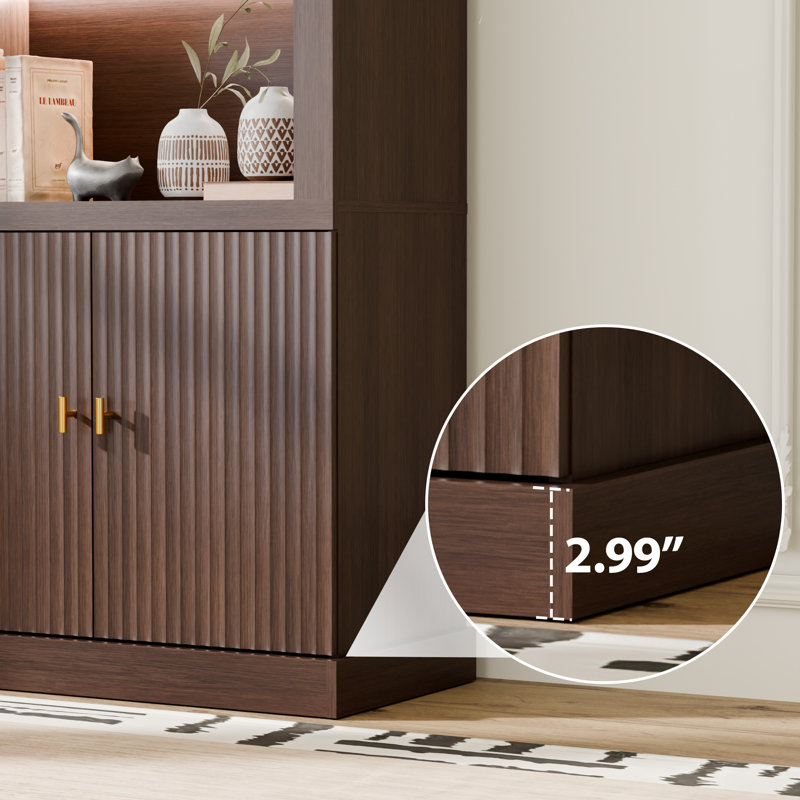 Armoire de rangement en bois avec design arqué, vitrine avec éclairage DEL, grande capacité et surface imperméable