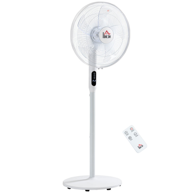 Ventilateur sur pied avec télécommande HOMcom, oscillant, écran à DEL, ventilateur de refroidissement, ventilateur électrique sur pied pour chambre à coucher, noir