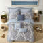 Ensemble de literie pour grand lit double, jacquard en chenille de polyester bleu pour la maison