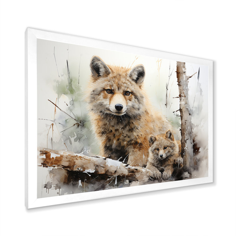 Famille de loups, Cadre simple blanc, H 16 po x l 32 po x P 1 po