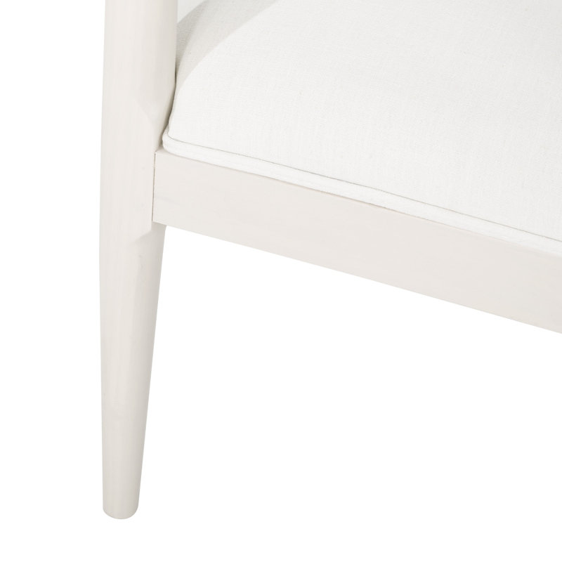 Chaise d'appoint rembourrée Ione Asheboro, Lin blanc cassé, Bois blanchi