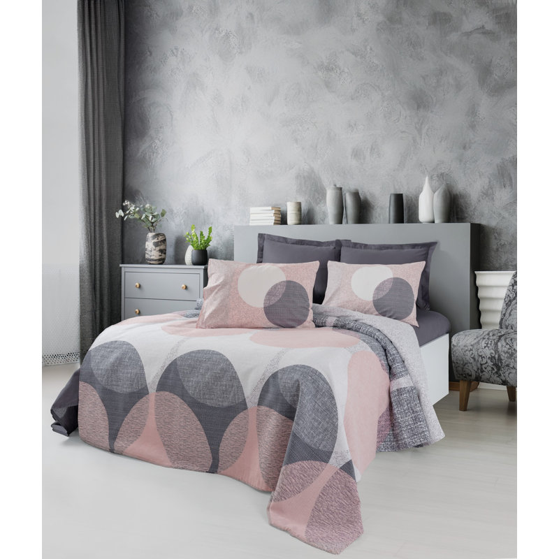 Pique Bedspread, Grey, 79 x 91 inches | 50% Cotton / 50% Polyester, 230 g/m² | Machine Washable at 104°F, Soft and Durable | Perfect for Modern Bedrooms, Elegant Design for Comfort and Style