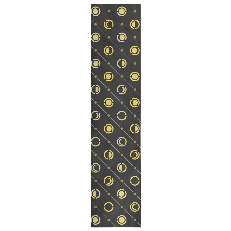 Classic Moon Phases Table Runner, 16" x 72", Black/Light Yellow